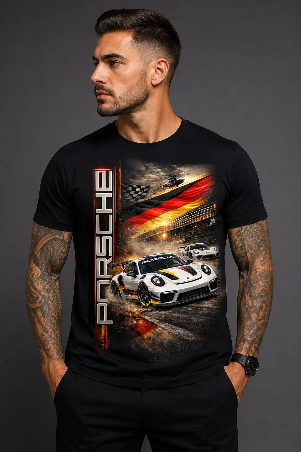 Мъжка тениска „Porsche Racing – German Performance“