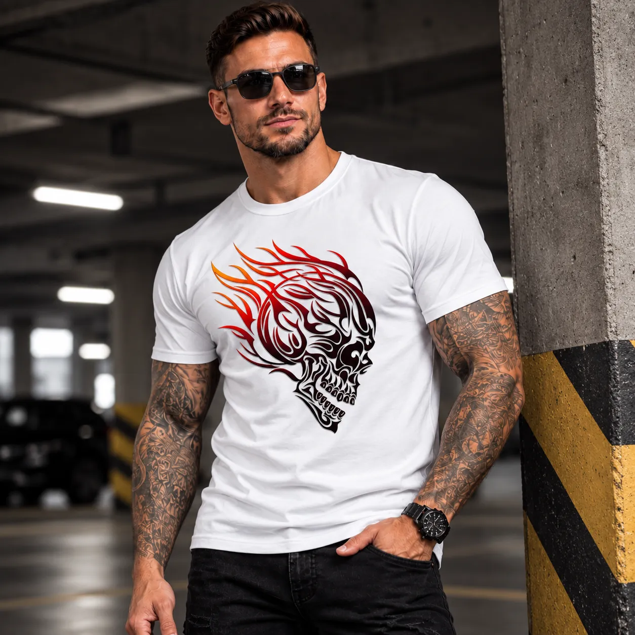Мъжка тениска Tribal Skull